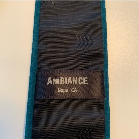 Vintage teal suede skinny tie by Ambiance - Picture 4 of 4